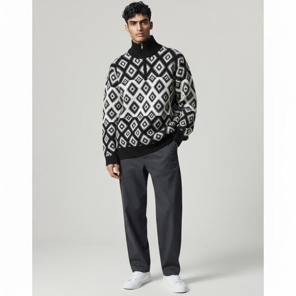 Abbott Elementary Teacher’s Edition ¾ Zip Sweater – Size M – Black Ivory Diamond - Picture 4 of 11